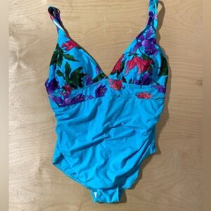 Southern Breeze Floral Blue One Piece Swimsuit 18W (C)